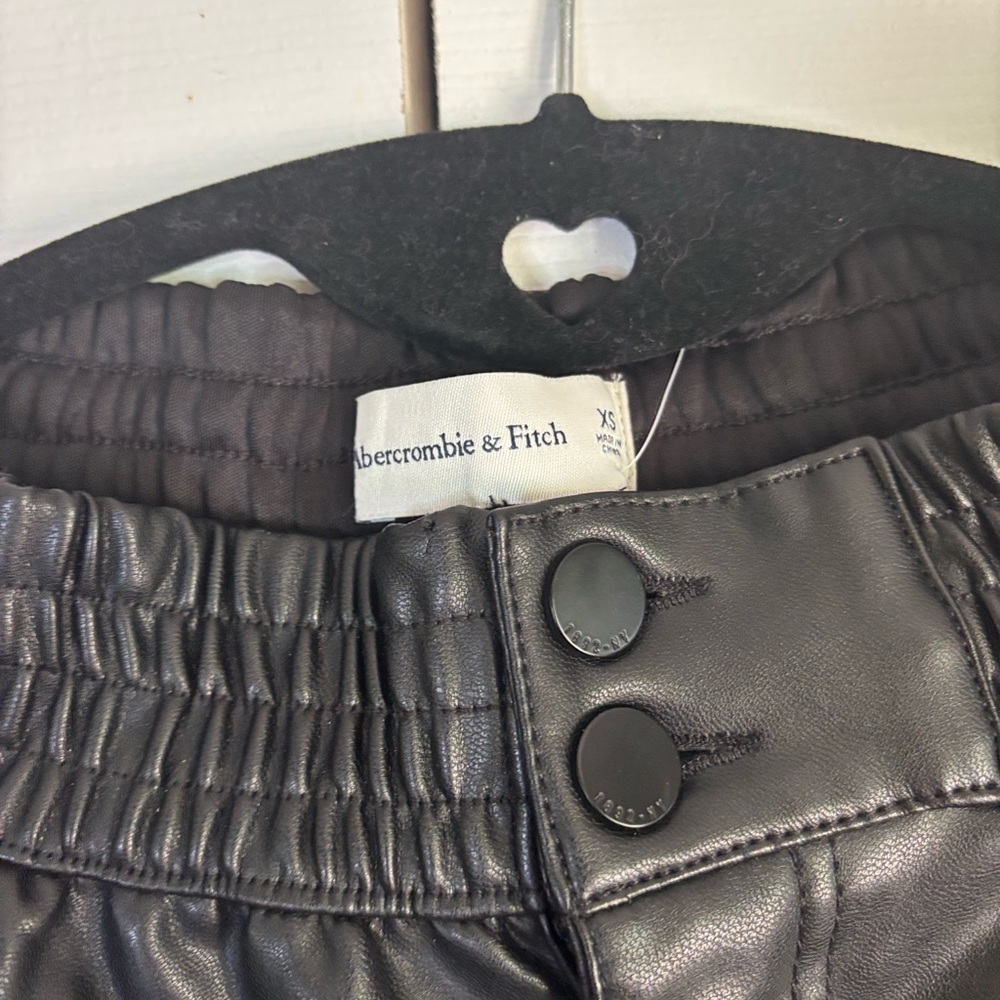 Abercrombie & Fitch Black Leather Joggers - Picture 2 of 9